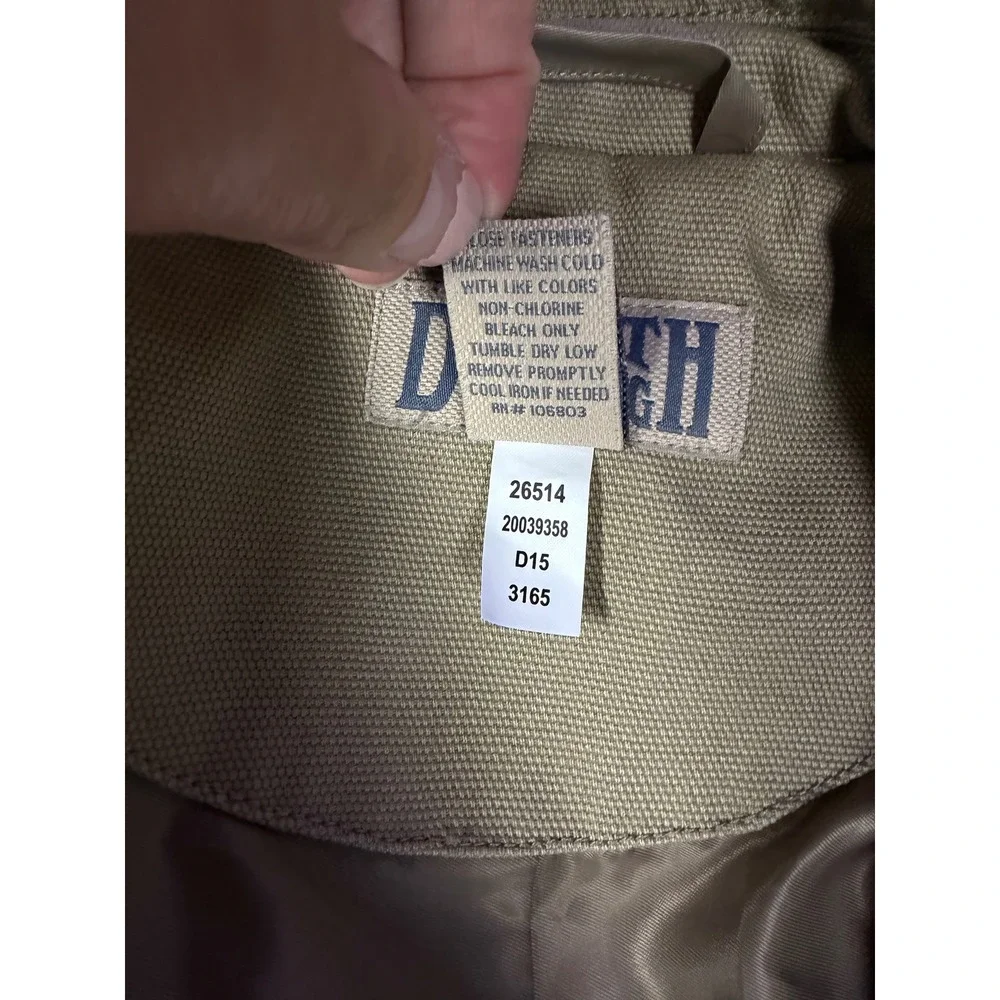 Duluth Trading Mens Fire Hose Presentation Jacket Khaki Canvas Blazer Utility LT